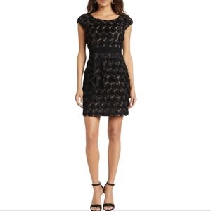 Love Carmen Black over Tan Rosette dress Size 4 EUC Party Dress